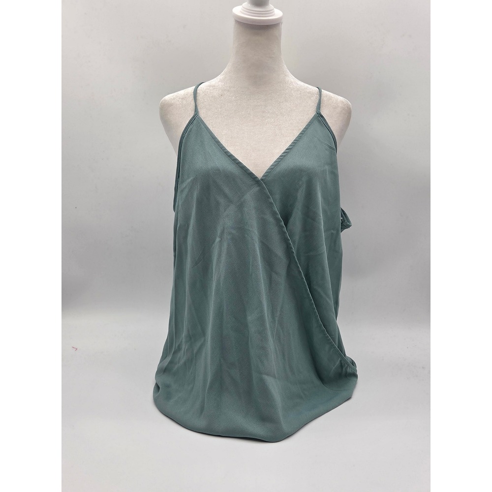 Papermoon Women's L Sage Green Surplice Racerback Tank Top 101-585